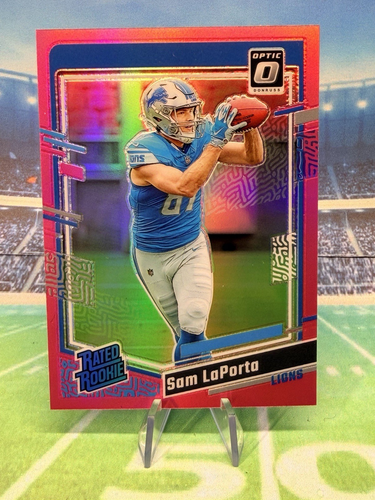 Sam LaPorta 2023 Panini Optic Rated Rookie Pink Prizm #237 Detroit Lions RC