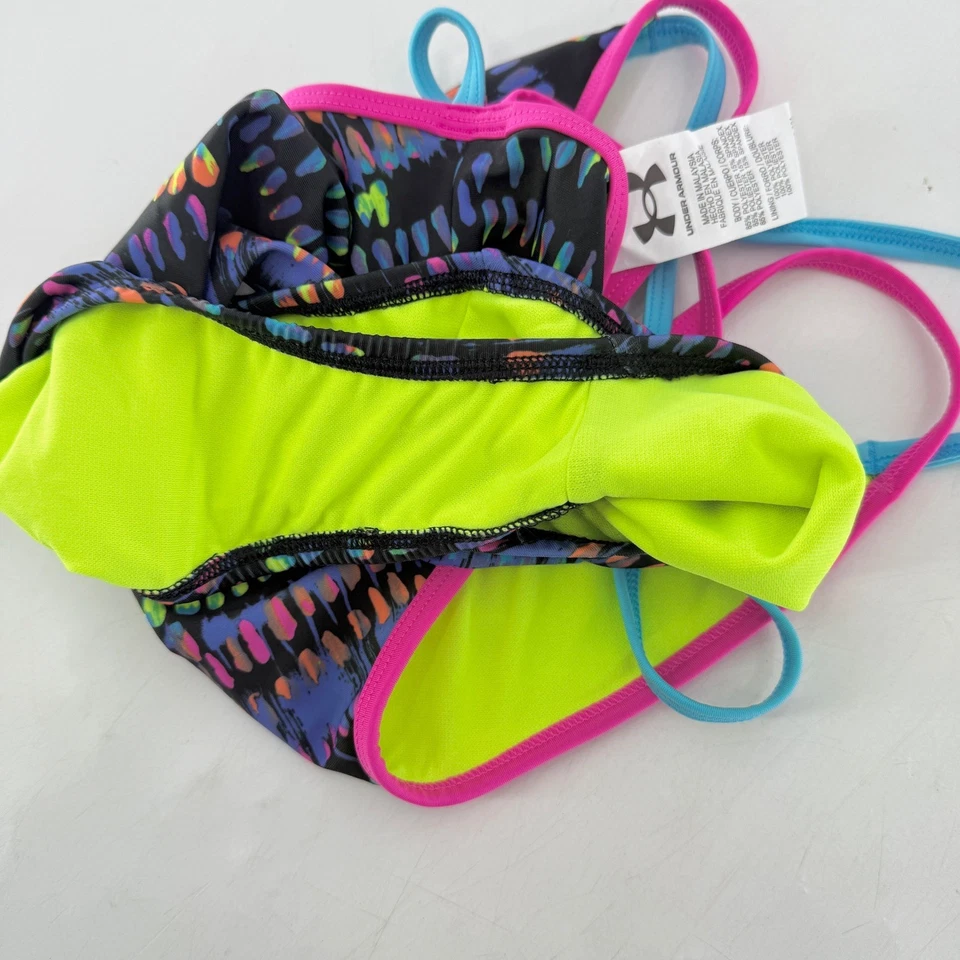 Traje de baño deportivo multicolor Under Armour para niñas talla 10 de una pieza Foto 4 de 4