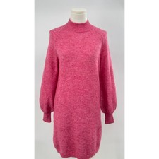 Sezane Pink Mohair Wool Sweater Dress Mock Neck Knit Mini S