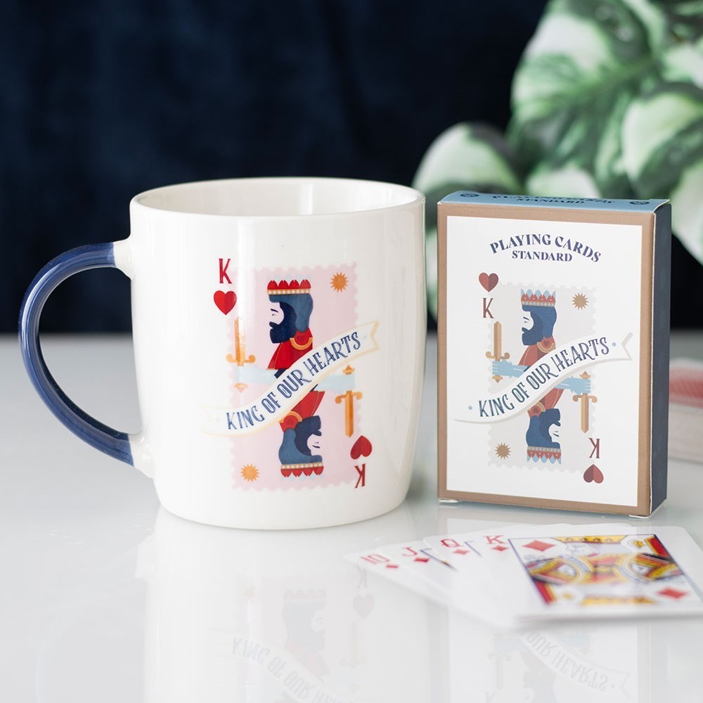 King of Our Hearts Mug and Playing Cards Set Father's Day Dad Father Birthday
