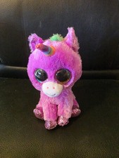 Rosette Ty Beanie Boos Purple Rainbow Unicorn Sparkle Glitter Eyes 7" Plush