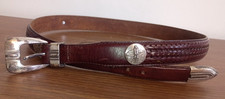 VTG Onyx by Brighton Belts Men's Brown Braided Inlay Leather Golf Size 36