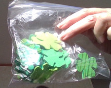 Foam Shamrock Stickers - opened package remnants 