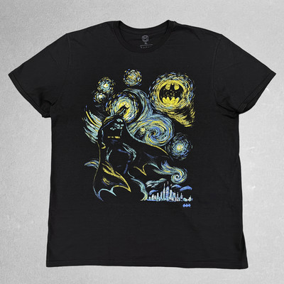 DC Comics BATMAN Van Gogh Style Art Graphic BLACK T-Shirt - Size XL