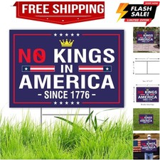 No Kings In America Yard Sign Resist Hate Save Democracy Anti Trump Lawn Sign...