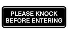 Standard Please Knock Before Entering Sign - Black - Small 1 Pack