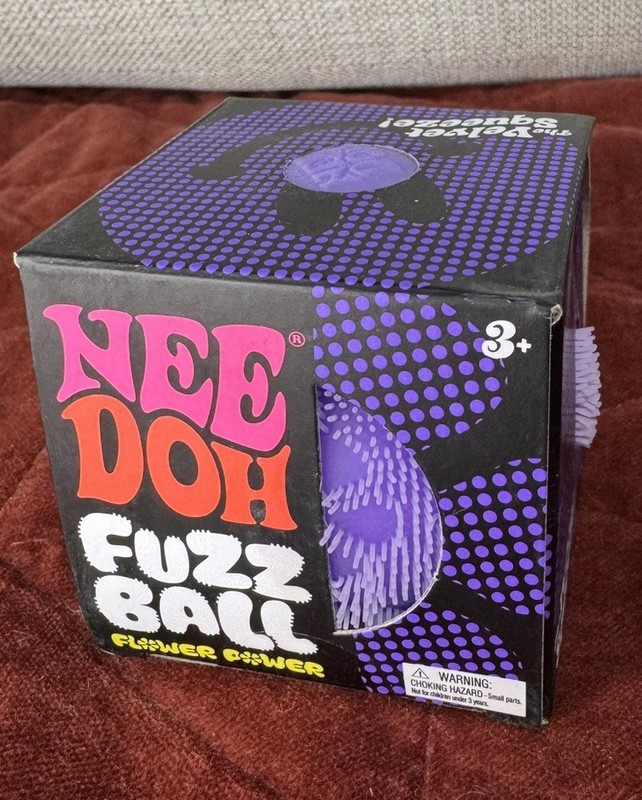 PURPLE Needoh FUZZ BALL Flower Power Nee Doh Squish Stress Ball NEE-DOH Fuzzball