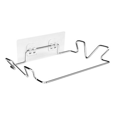 Wall Mount Stainless Steel Garbage Bag Holder Adhesive Hanging Towel Trash Rack