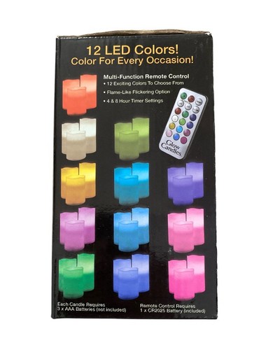 GLOW CANDLES Flameless Color-Changing Real Wax 12 LED Colors 3 Candles + Remote - Picture 3 of 4