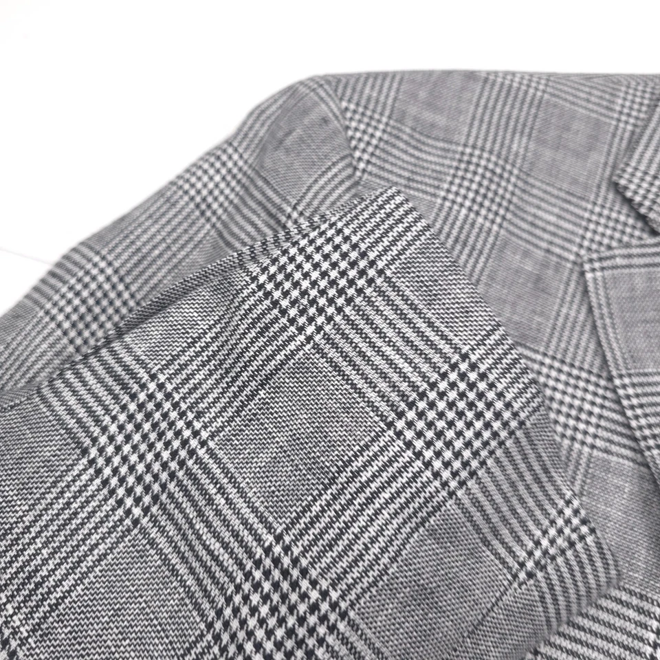 $295 Michael Kors Kalina Black & White Glen Plaid Linen Sport Coat Mens Size 44L - Image 3 of 4