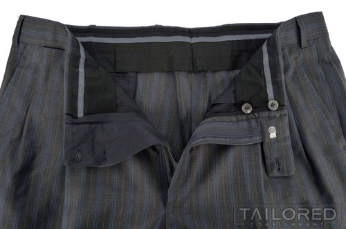ISAIA Gray Striped 100% Wool Jacket Pants SUIT Mens - EU 54 / US 44 R - Picture 9 of 10