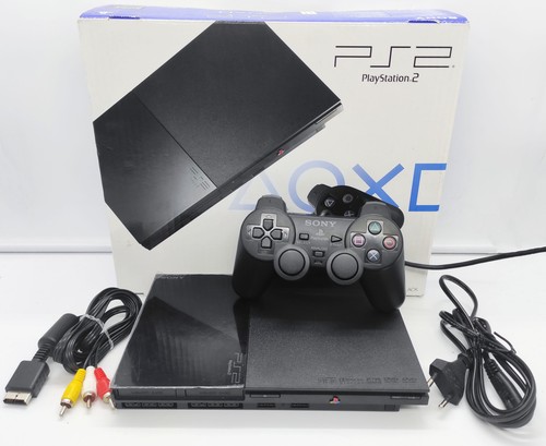 Sony Playstation 2 Slim SCPH-90004 schwarz + Controller + OVP - PS2 - neuwertig - Bild 1 von 2