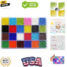 8/0 Glass Seed Beads About 7200 pcs in Box 24 Colors Size 3mm Craft Seed Bead...