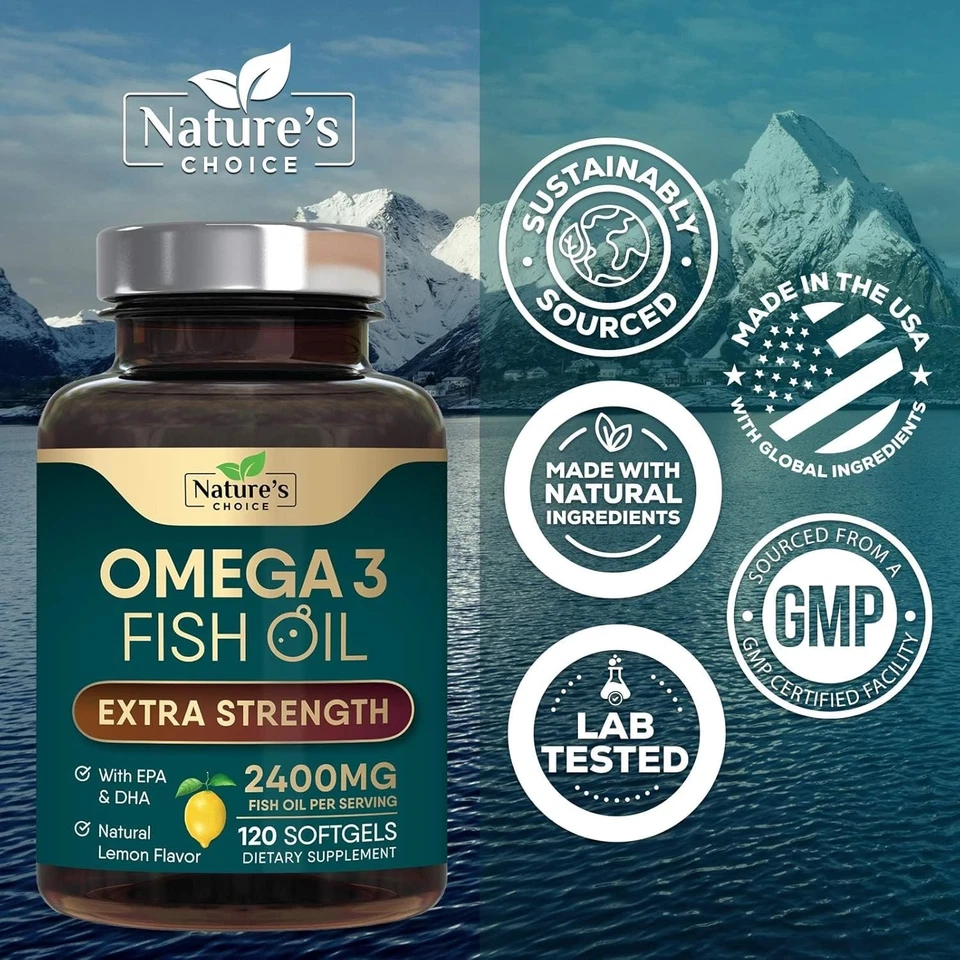 Triple Fuerza Omega 3 Suplemento de Aceite de Pescado 2400 mg - EPA y DHA Aceite de Pescado Omega 3 Foto 4 de 4