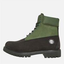 Timberland Mens Premium 6 Inch Lace Up Boots Black Nubuck W Dark Green