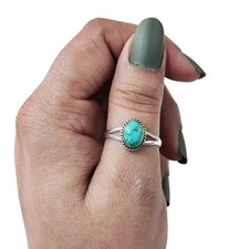 NATURAL TIBETAN TURQUOISE DECEMBER BIRTH 25 STERLING SILVER BOHEMIAN WOMENS RING
