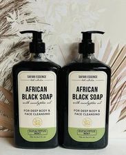 2-Pack Eucalyptus Mint African Black Soap for Deep Body & Face Clensing 24.5 oz