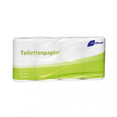 Meditrade - Toilettenpapier - 250 Blatt pro Rolle, grau 2-lagig - 8 Rollen