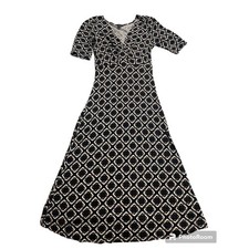 Banana Republic Dress Women's XS Jersey Maxi Short Sleeve Printed Casual Black