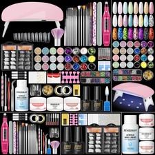 Acrylic Nail Kit: Drill, UV Light, 3 Powders, 24 Glitters - Beginner & Pro