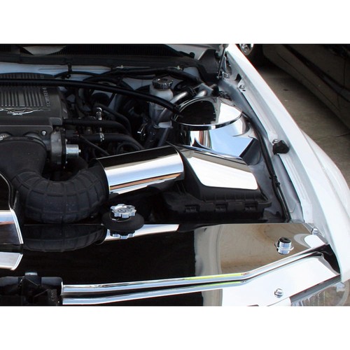 Cubierta de caja de aire de acero inoxidable pulido de 2 piezas para Ford Mustang V6/GT 2005-2009 - Imagen 5 de 6