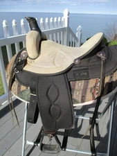 15'' QH big horn #611 Black cordura leather/cordura western Barrel/trail saddle