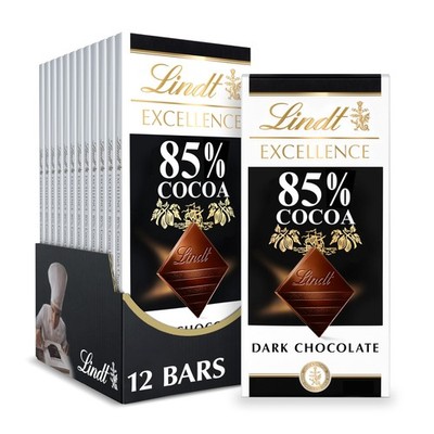 Lindt EXCELLENCE 85% Cocoa Dark Chocolate Bar, 3.5 Ounce (Pack of 12) 