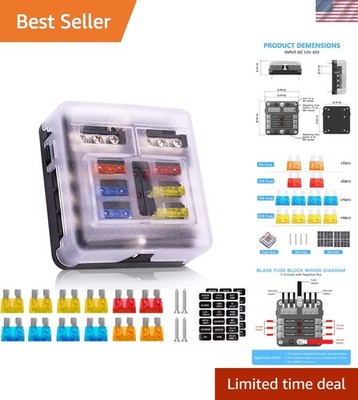 High-Strength 12V Fuse Panel with LED Warning Light   Perfect for Automotive Use