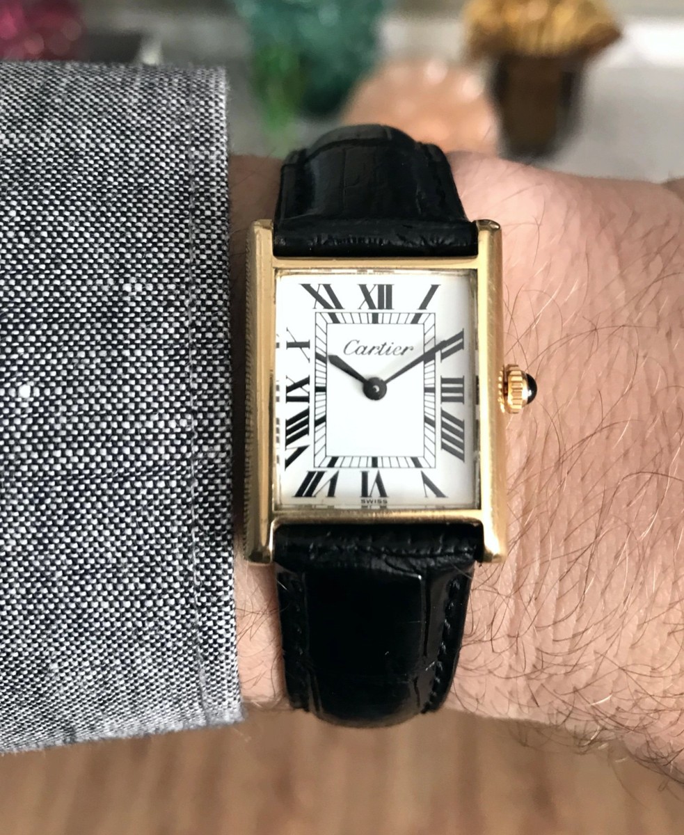 VINTAGE 70's CARTIER TANK PRE-MUST 23MM GENTS 18K GOLD
