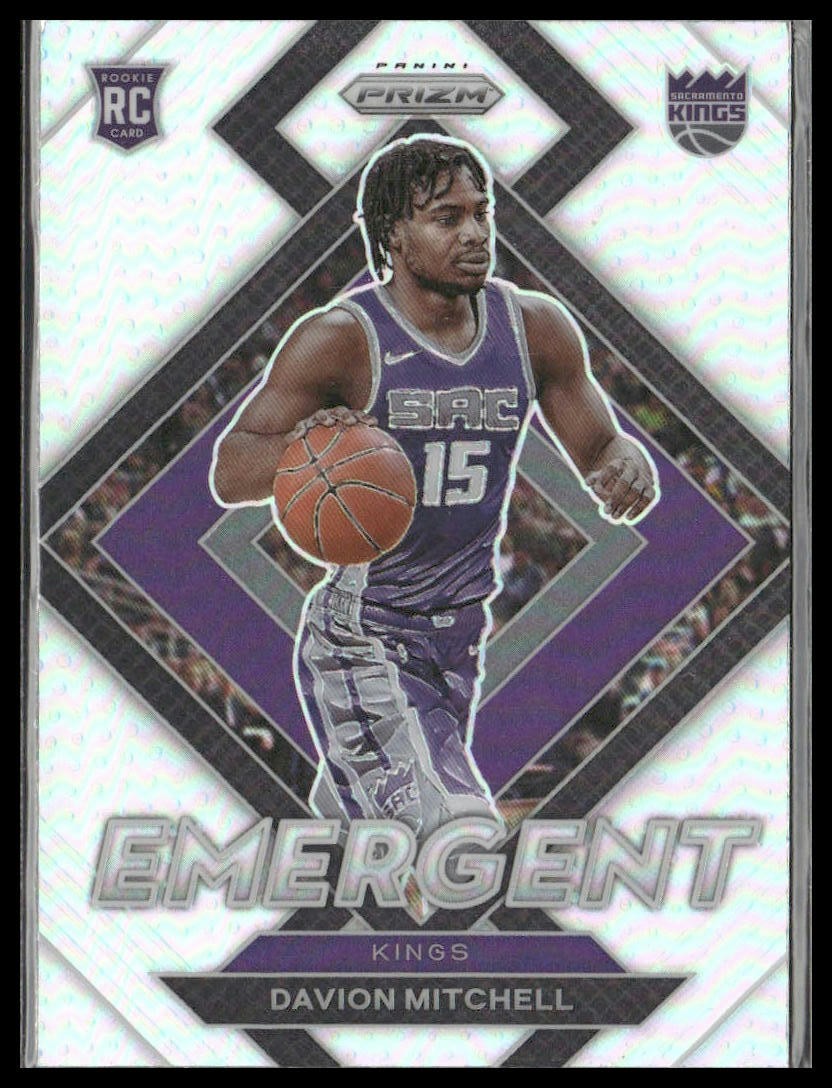 2021-22 Panini Prizm #25 Davion Mitchell Emergent Prizms Silver