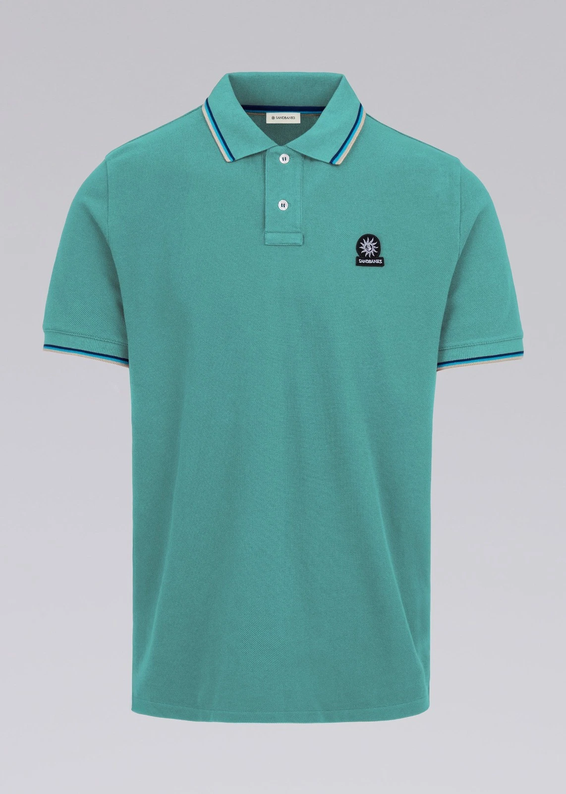 SANDBANKS BADGE LOGO TIPPED POLO SHIRT TURQUOISE BLUE 2XL RRP £115 BNWT