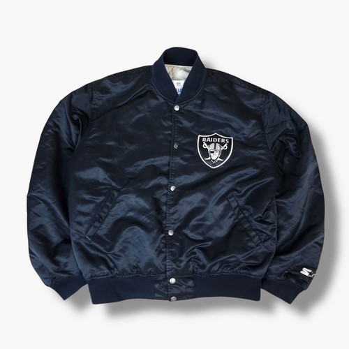 VINTAGE Starter NFL Pro-Line Raiders Satin Jacket Large L Mens Black 80s Bomber