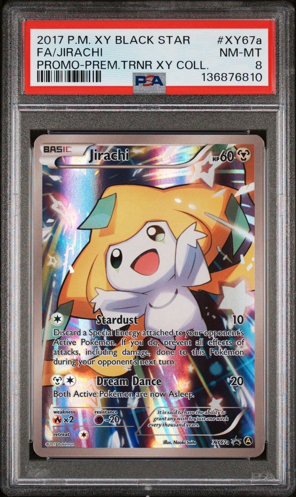 2017 POKEMON XY BLACK STAR PROMO PREM TRAINER XY COLL FULL ART/JIRACHI PSA 8