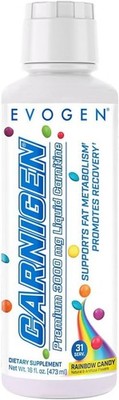 Evogen Carnigen Premium L-Carnitine Liquid 3000mg - Rainbow Candy Flavor 16 oz.