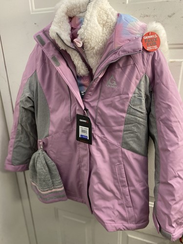 GERRY Girl’s 3 In 1 Pink & Grey Winter Hooded Jacket~Size M 14/16