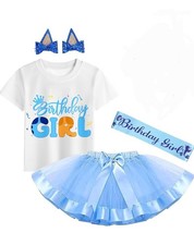 4 Pc Tutu Girls BLUEY birthday Outfit Sz2 NIP