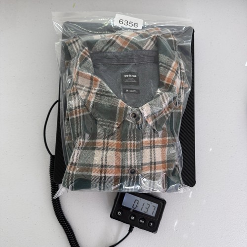 Prana Snap Plaid Flannel Shirt Men’s Medium Green Organic Cotton Outdoor - Picture 6 of 6