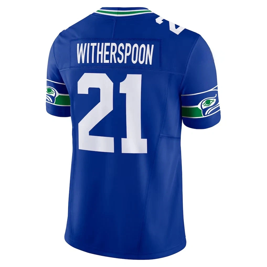 Men's Seahawks #21 Devon Witherspoon Royal 50th Season Jersey