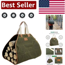 Luxurious Heavy-Duty Firewood Carrier - Waxed Canvas Tote with Leather Handles