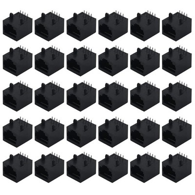30pcs RJ45 Modular Jack 8P8C 8 Pins PCB Mount Telephone Connector