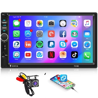 7'' 2 DIN Car Stereo Radio Bluetooth Touch Screen Mirror Link MP5 Player +Camera