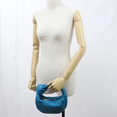 Bottega Veneta Mini Jodie Blue Intrecciato Knotted Leather Bag Authentic