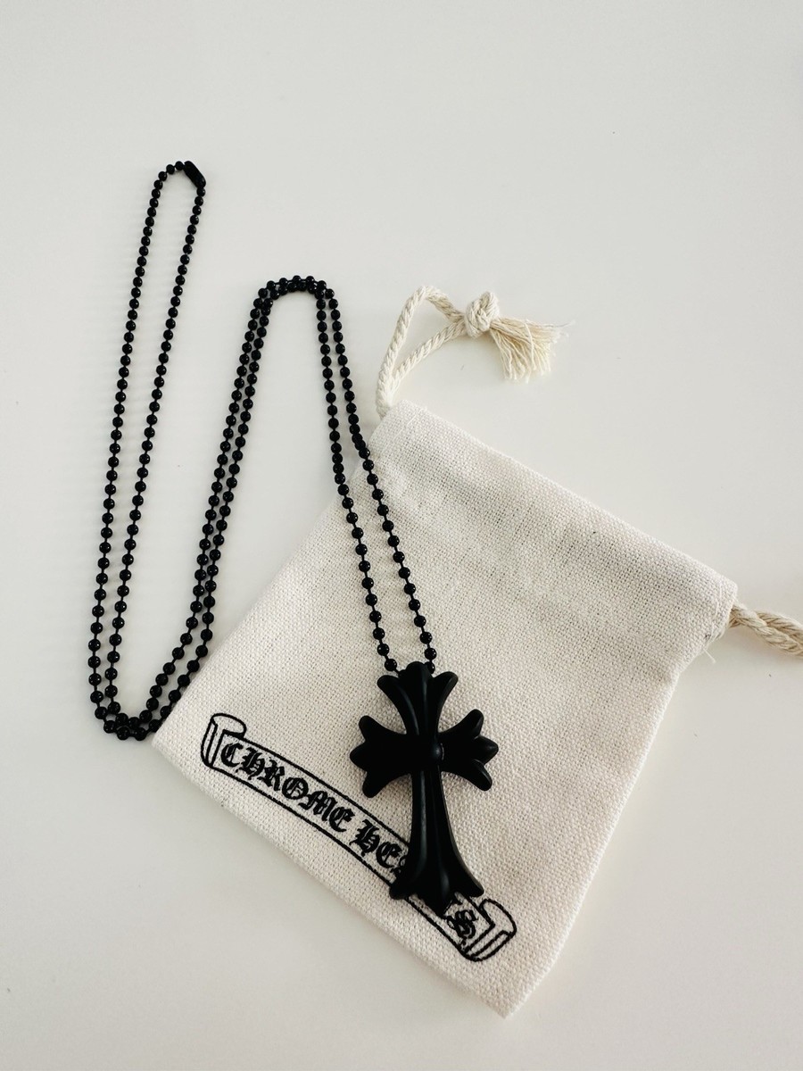 CH Chrome Tokyo 20th Anniversary Black Cross Rubber Necklace With