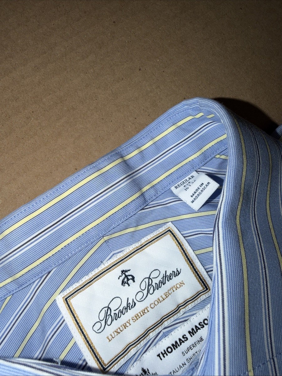 Brooks Brothers Luxury x Thomas Mason Blue/Yellow Stripe Regular