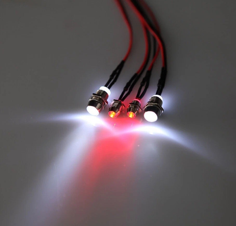 8PCS LED Light Kit for 1/8 1/10 HSP Redcat RC Car Truck SUV Red and White