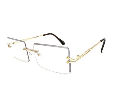 Vintage Rectangle Frameless Luxury Hiphop Non-Prescription Glasses