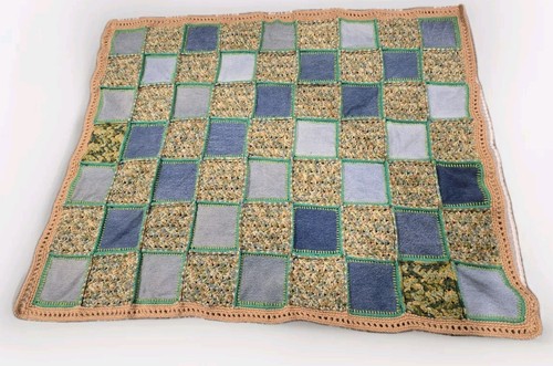 Jeans with Crochet Patchwork Throw Blanket Granny Square Boho Cottage Country - Picture 1 of 6