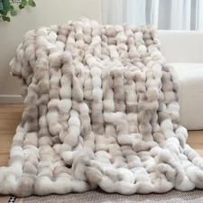 Super Comfort Oversized Warm Thick 1000GSM Luxury Plush Rabbit Faux Fur Throw Bl