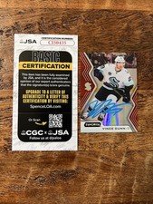 Vince Dunn IP Signed Upper Deck Synergy Card JSA Coa Kraken Autographed