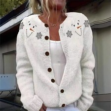 2025 sweater women Winter Cardigan Sweater Jacket Women's Fashion Simple Printed